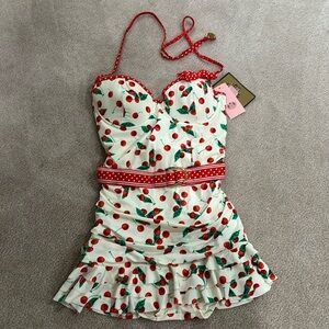 Juicy couture pinup, beach royalty cherry swimsuit. New with tags.